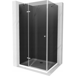Mexen Roma kabina prysznicowa uchylna 90 x 110 cm, grafit, chrom + brodzik Flat, biały - 854-090-110-01-40-4010