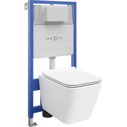 Mexen WC podomítkový set Felix Slim stojan s WC mísou Cube a pomalu padajícím sedátkem, Bílá - 61030924000