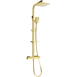 Mexen CQ62 odkrytý sprchový set s dešťovou sprchovou hlavicí a termostatickou sprchovou baterií, Zlatá - 772506295-50