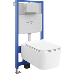 Mexen WC podomítkový set Felix XS-F stojan s WC mísou York a pomalu padajícím sedátkem, Bílá - 68030114000