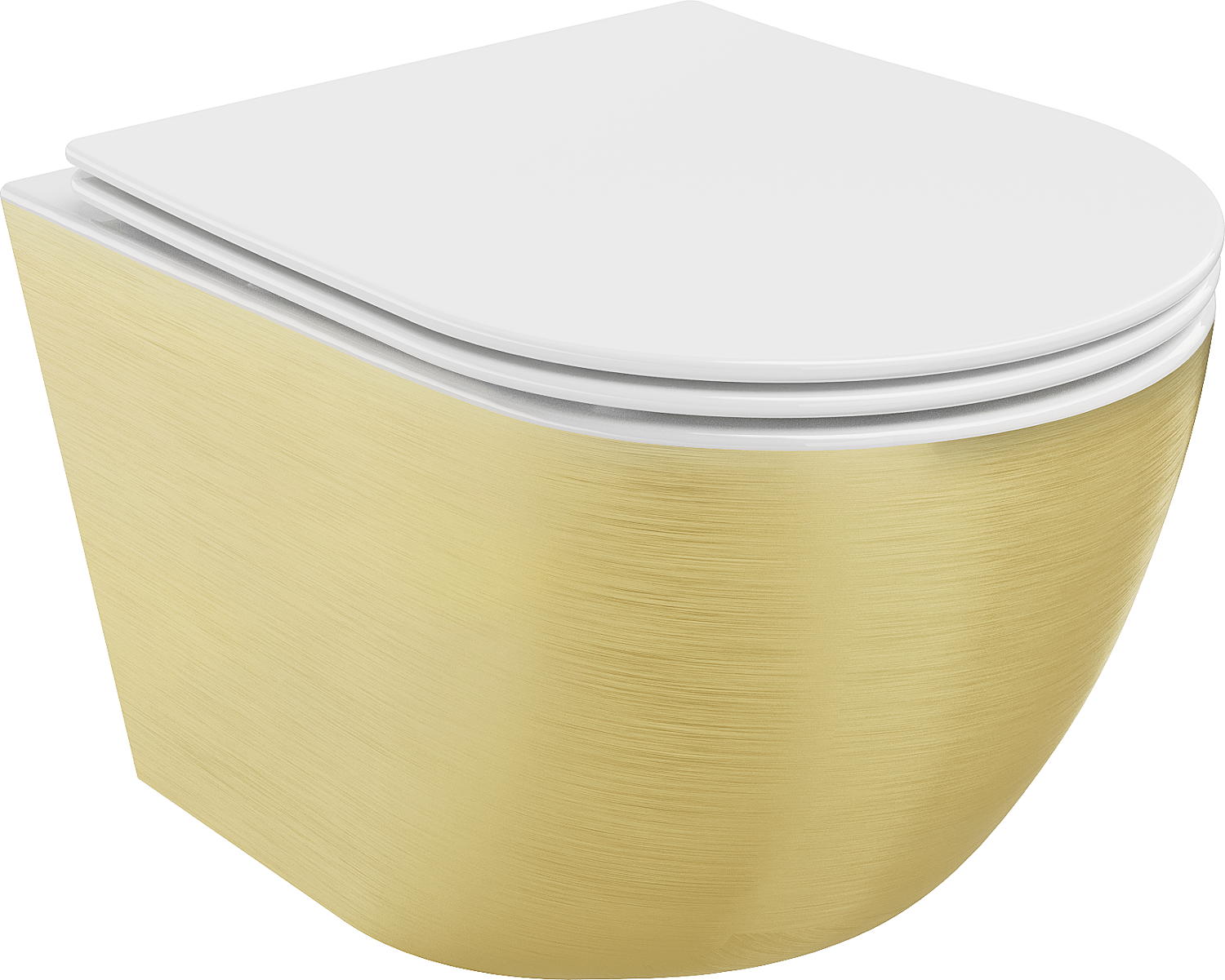 Mexen Lena miska wc Rimless z deską wolnoopadającą slim, duroplast, biała/złota wzór linie - 30224007