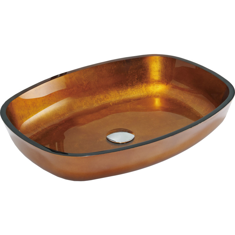Mexen Araks szklana umywalka nablatowa 54 x 39 cm, złota - 24155450