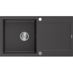 Mexen Leo zlewozmywak granitowy 1-komorowy z ociekaczem 900 x 500 mm, czarny nakrapiany - 6501901010-76
