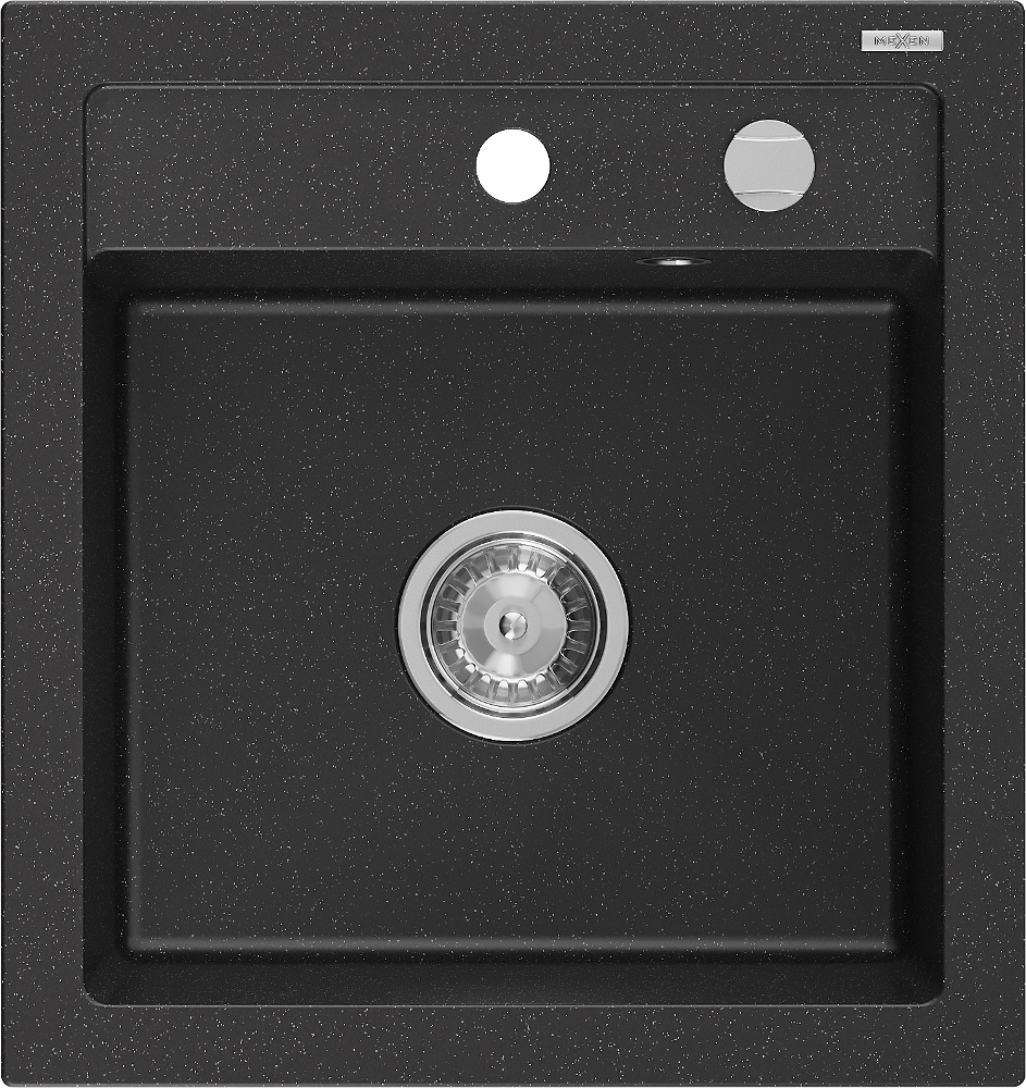 Mexen Vito zlewozmywak granitowy 1-komorowy 520 x 490 mm, czarny/srebrny metalik - 6503521000-73