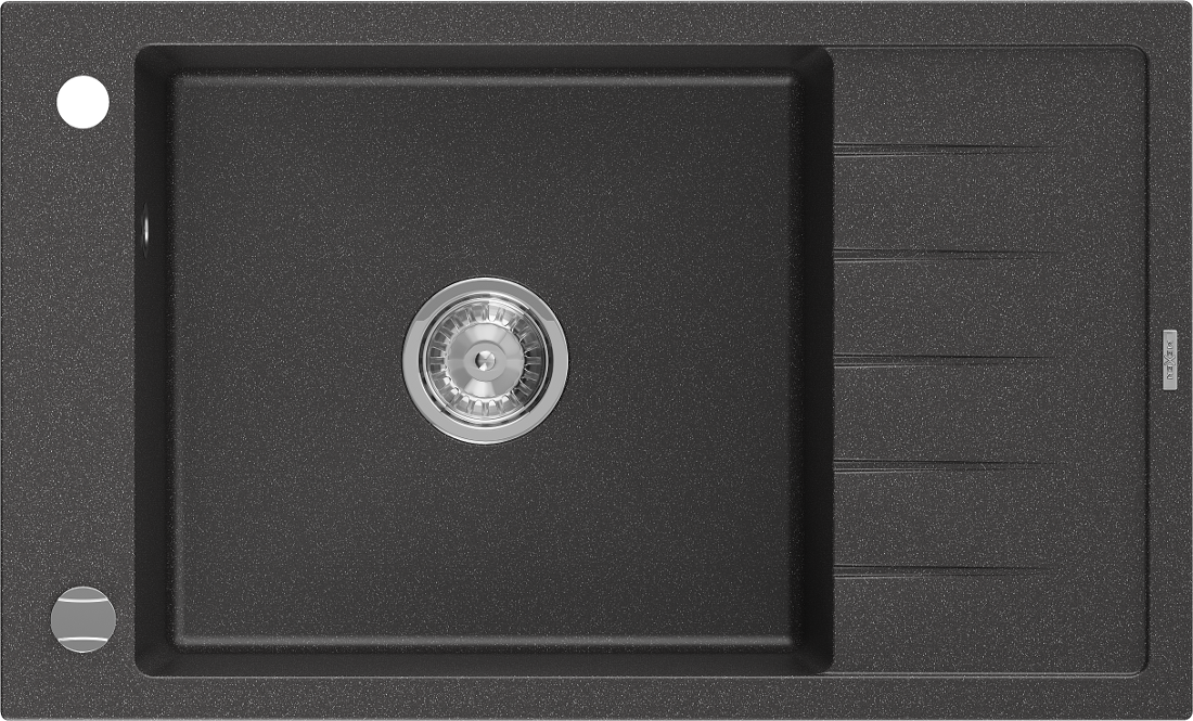 Mexen Elias zlewozmywak granitowy 1-komorowy z krótkim ociekaczem 795 x 480 mm, czarny nakrapiany - 6511791005-76