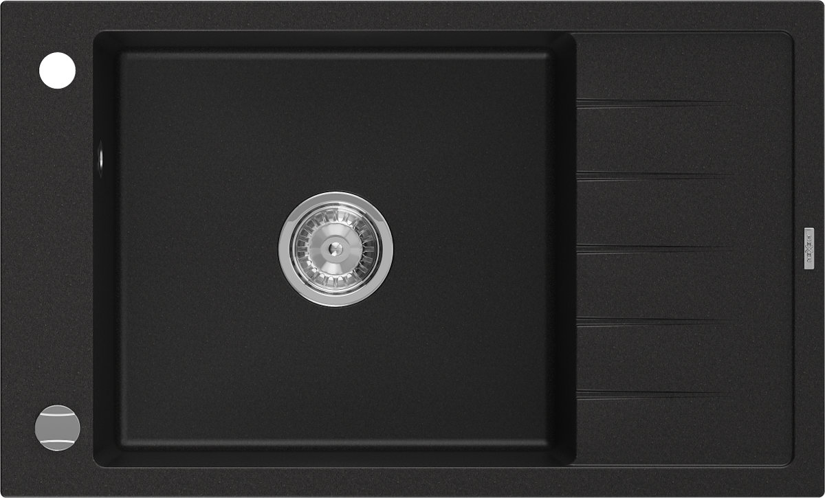 Mexen Elias zlewozmywak granitowy 1-komorowy z krótkim ociekaczem 795 x 480 mm, czarny - 6511791005-77