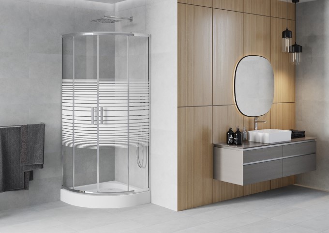 Kabiny prysznicowe półokrągłe z brodzikiem 70x70
