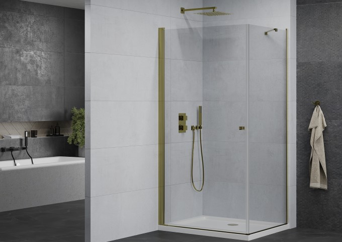 Kabiny prysznicowe z brodzikiem złote
