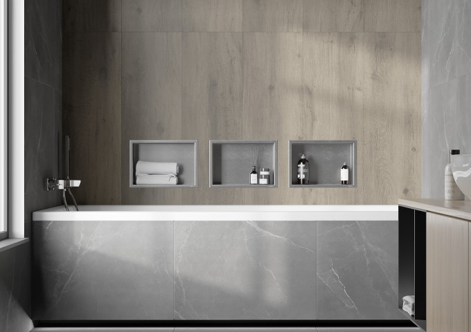 nowoczesna łazienka z wanną prostokątną