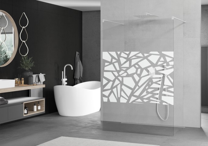 Ścianki prysznicowe szkło w biały wzór